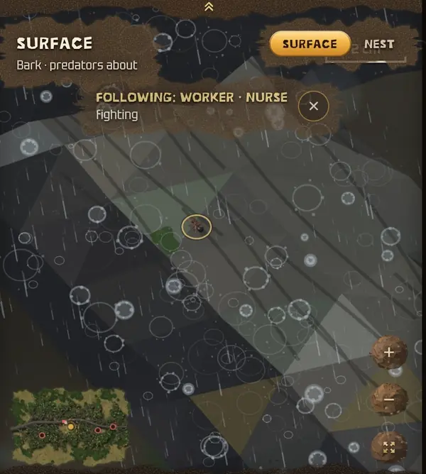 Following a nurse worker as she fights on the bark during a rainstorm
